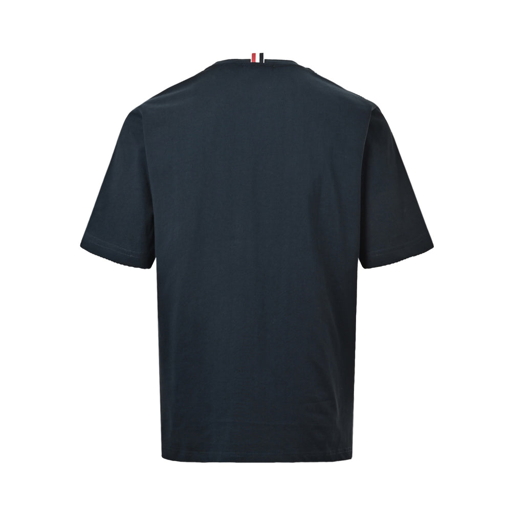 Thom Browne Men's Navy Dog & Tennis Racket Embroidered T-Shirt