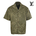 Louis Vuitton Men's Olive Green Monogram Camp Collar Shirt