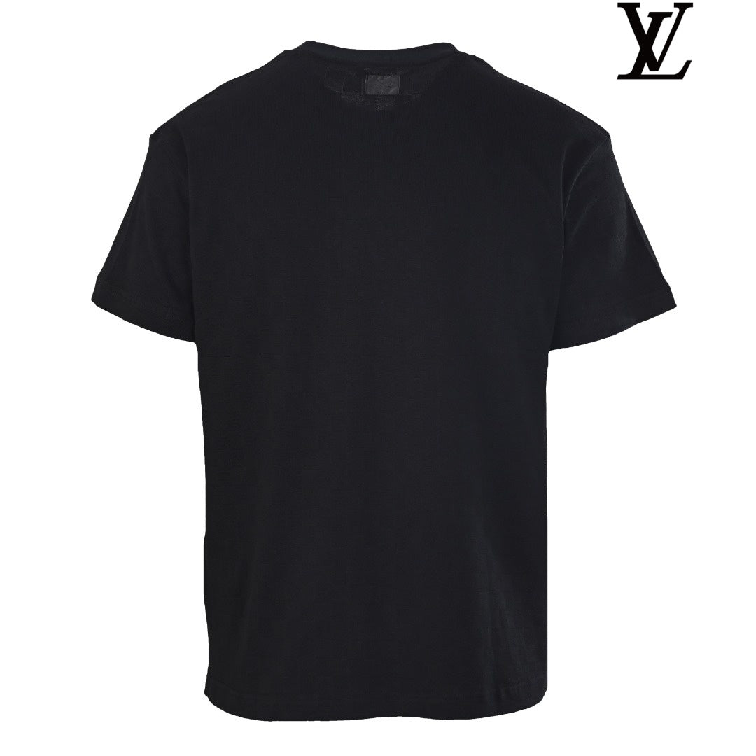 Louis Vuitton Men's Black Floral Embroidered T-Shirt