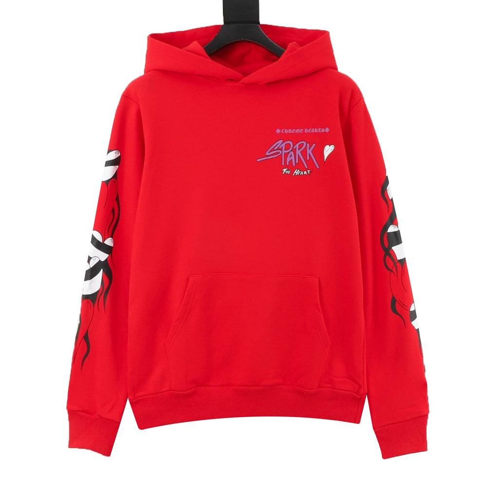 Chrome Hearts Women's Men's Red Spark The Heart Graphic Hoodie