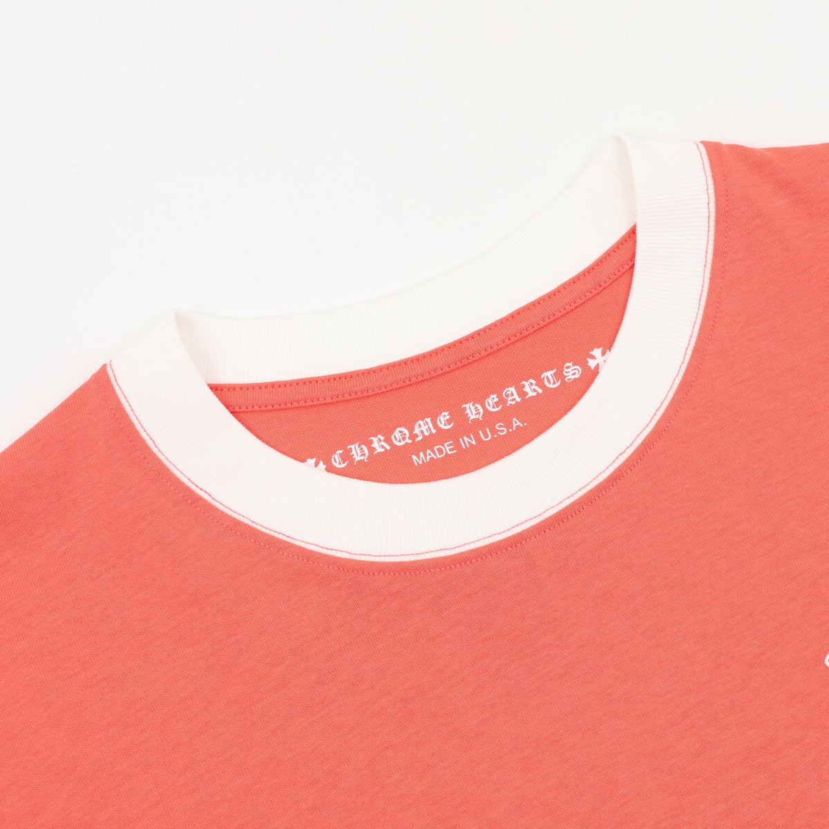 Chrome Hearts Men's Coral White-Trim Logo Short-Sleeve T-Shirt