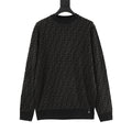 Fendi FF Monogram All-Over Jacquard Crewneck Sweater | Black Tonal Luxury Knitwear