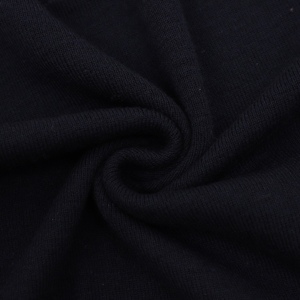 Burberry Five-Color Check Placket Wool Long Sleeve Polo Sweater | Black Relaxed Luxury Knitwear