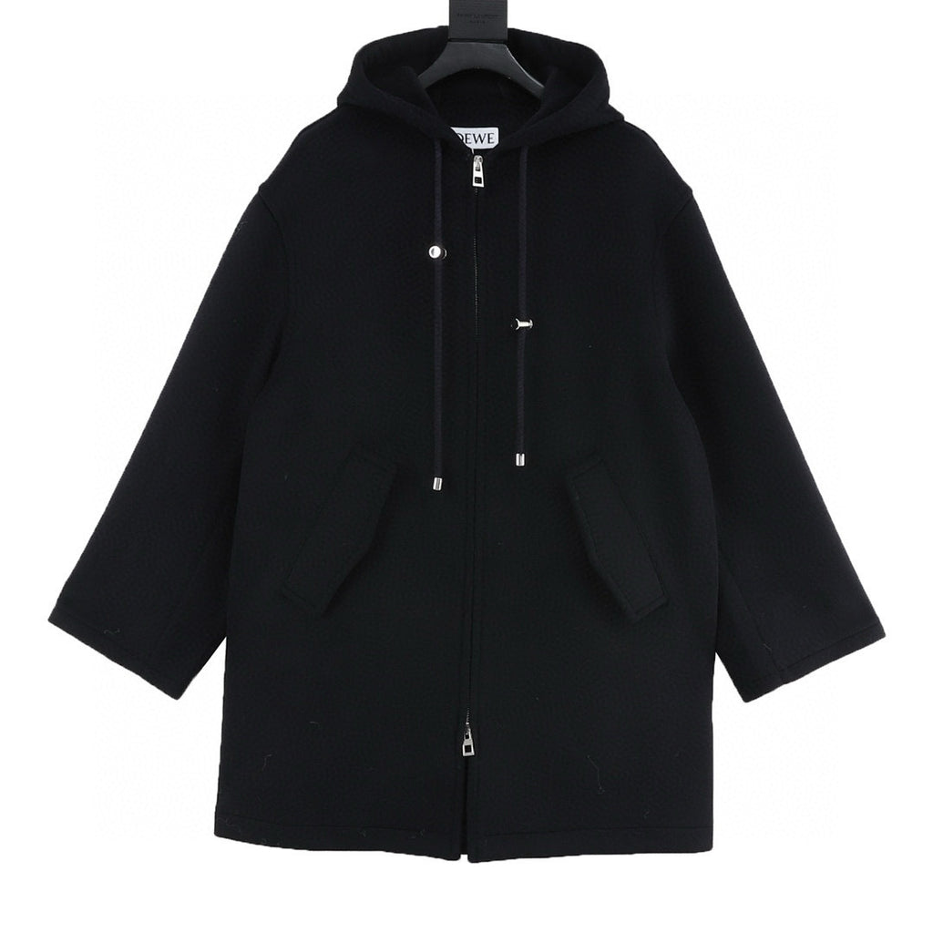Loewe Logo Label Hooded Long Coat