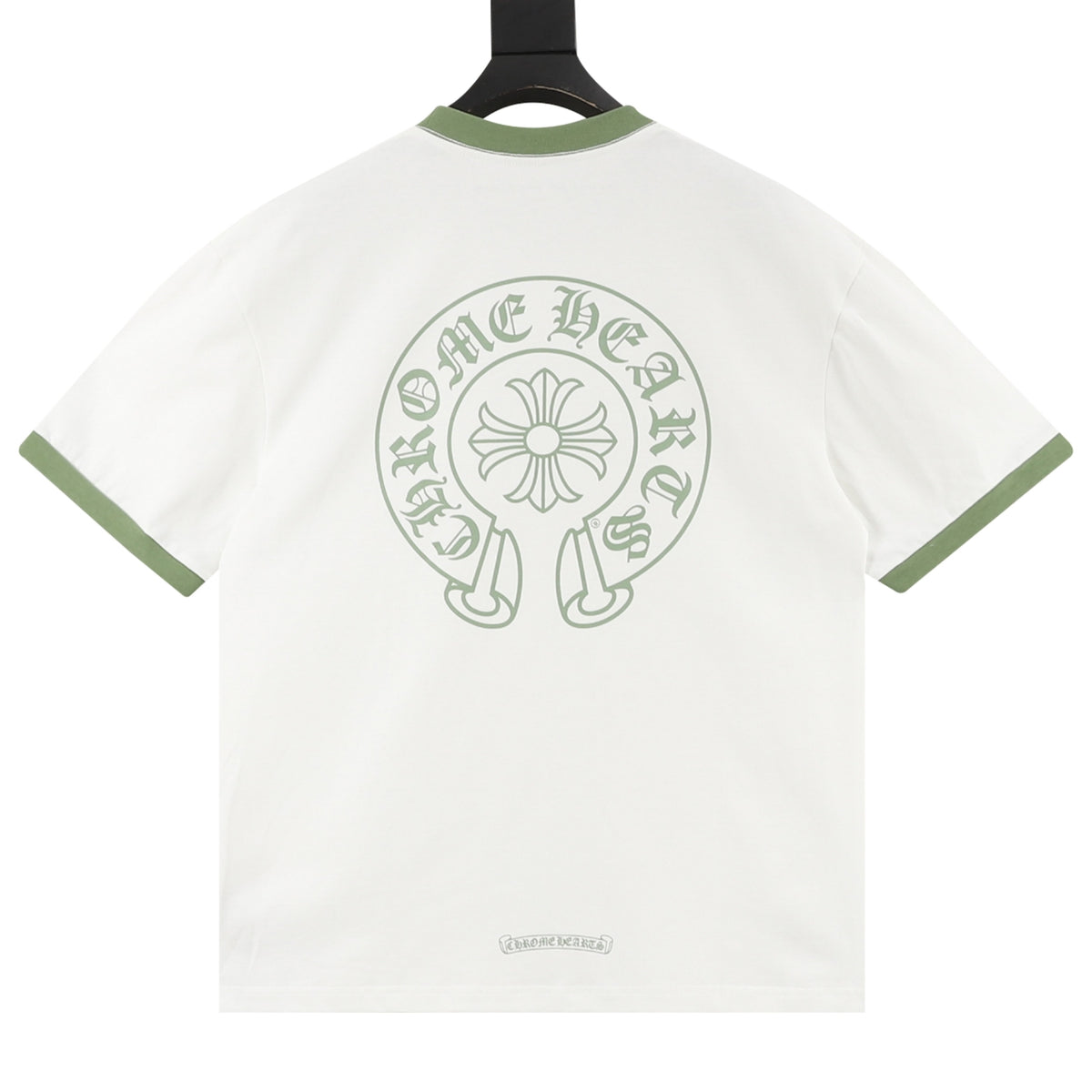 Chrome Hearts Men's White Green-Trim Logo Short-Sleeve T-Shirt