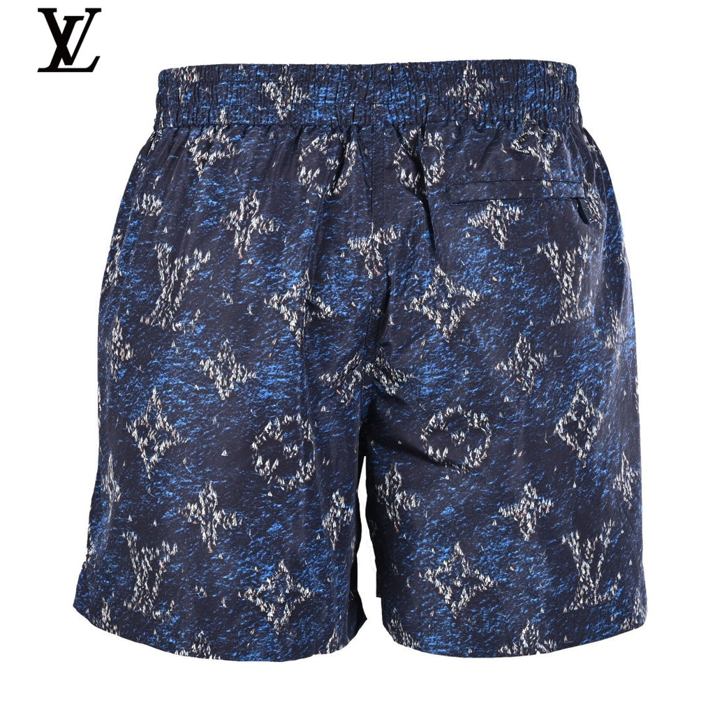 Louis Vuitton Navy Speckled Monogram Drawstring Swim Shorts