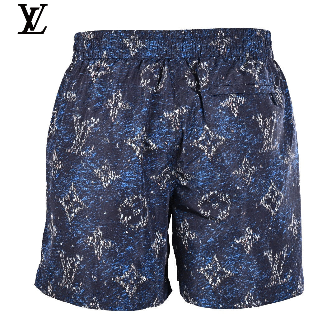Louis Vuitton Navy Speckled Monogram Drawstring Swim Shorts