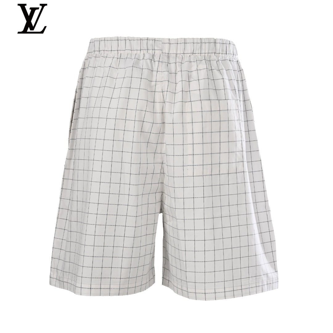 Acne Studios White Grid Pattern Elastic Waist Shorts