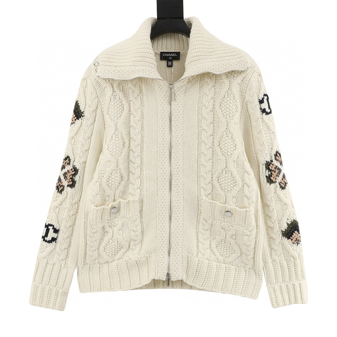 Chanel Cable-Knit Zip-Up Jacket