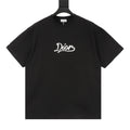 Dior Cursive Script Logo Short-Sleeve T-Shirt in Black