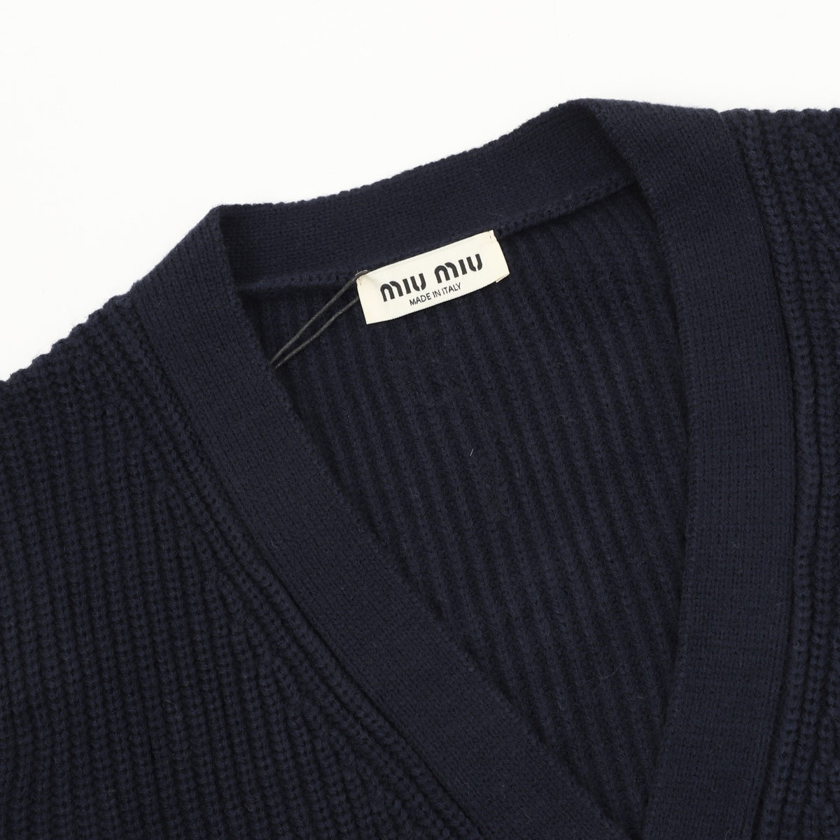 Miu Miu Women's & Men's Navy Color-Block Knit Cardigan