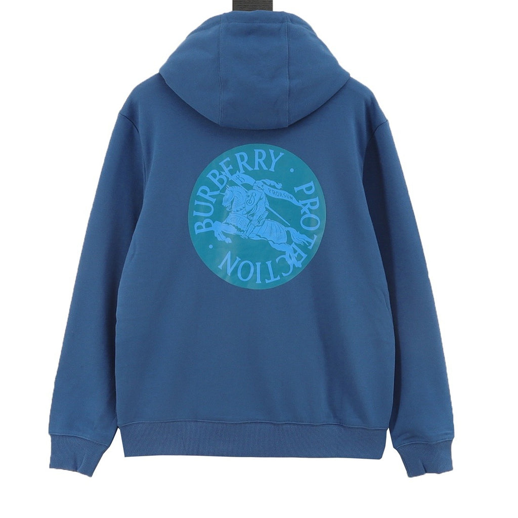 Burberry Women's & Men's Blue Equestrian Knight Logo Hoodie