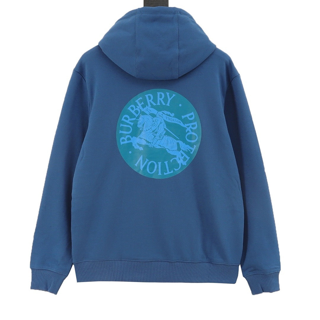 Burberry Women's & Men's Blue Equestrian Knight Logo Hoodie