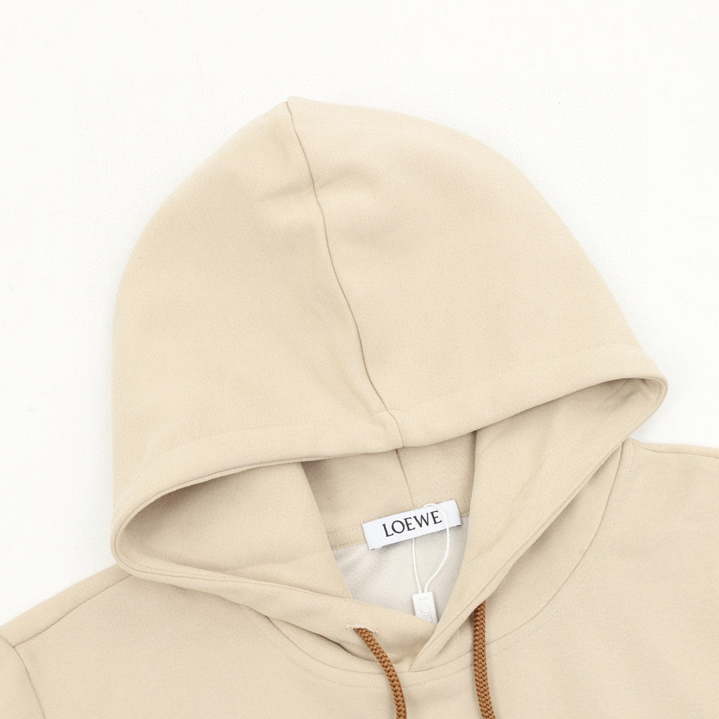 Loewe 25FW Leather Anagram Drawstring Logo Hoodie