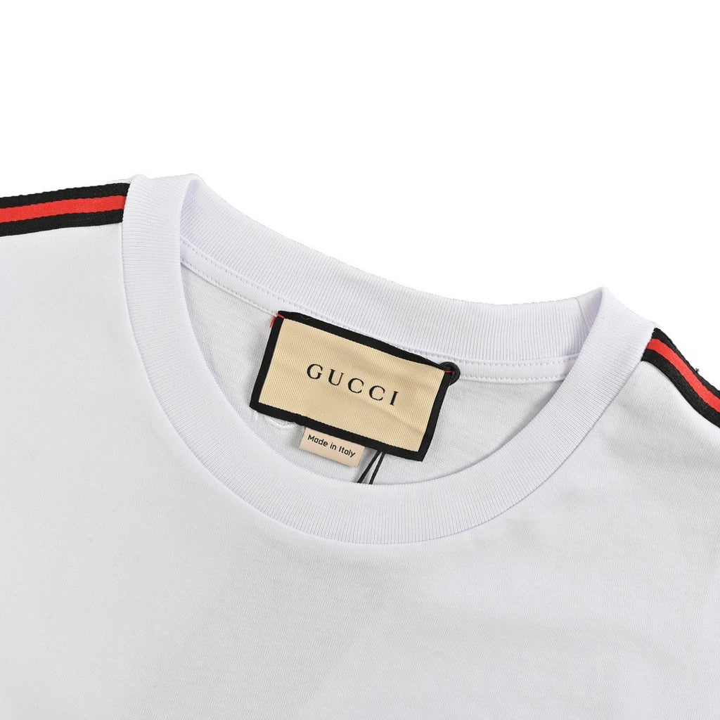 Gucci Shoulder Web Stripe Short-Sleeve T-Shirt in White