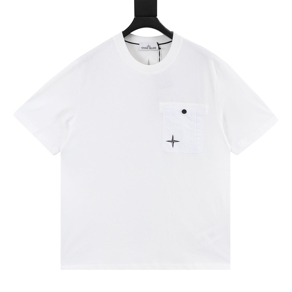 Stone Island Pocket Star Embroidered Short-Sleeve T-Shirt in White