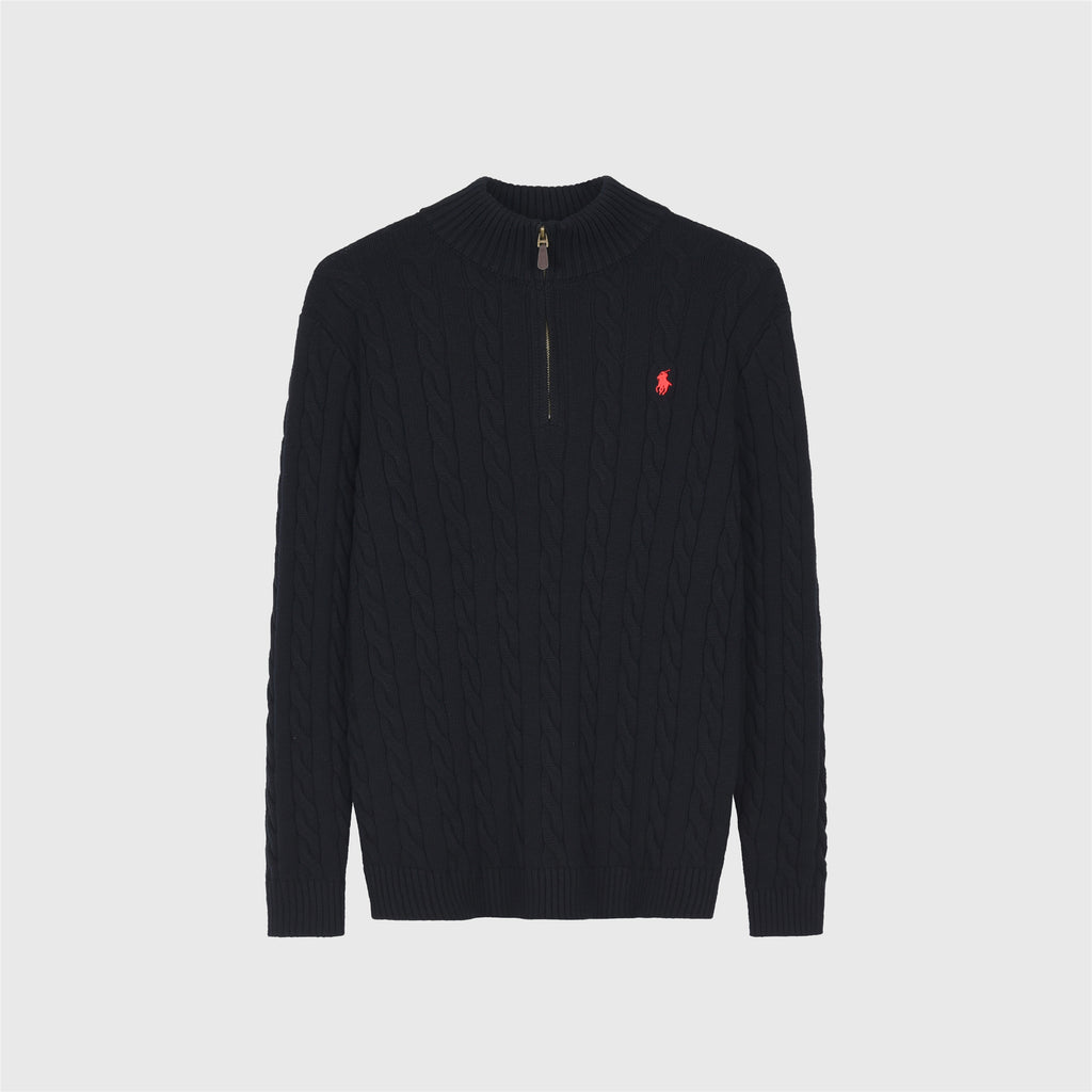 Polo Ralph Lauren Women's & Men's Black Cable-Knit Half-Zip Sweater