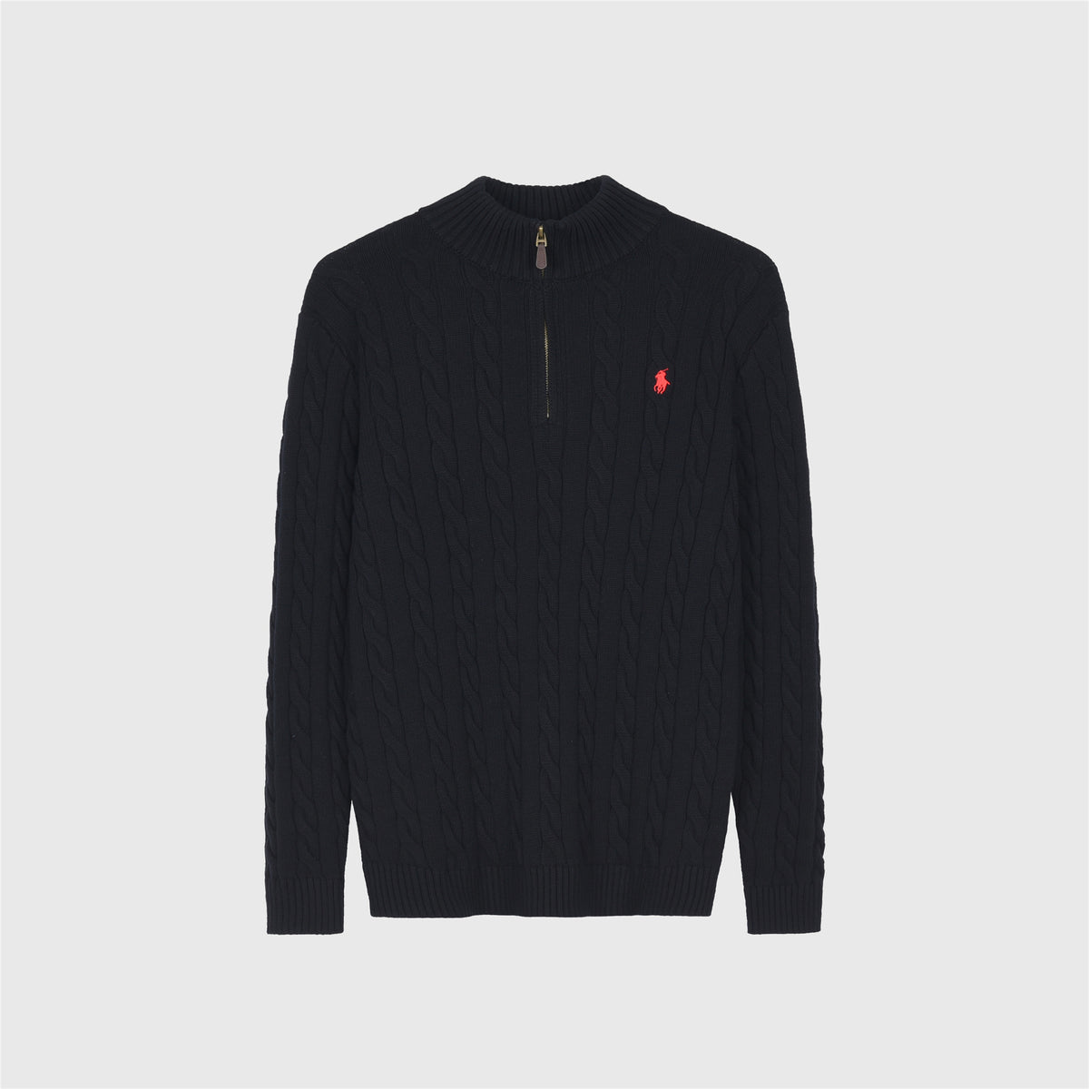 Polo Ralph Lauren Women's & Men's Black Cable-Knit Half-Zip Sweater