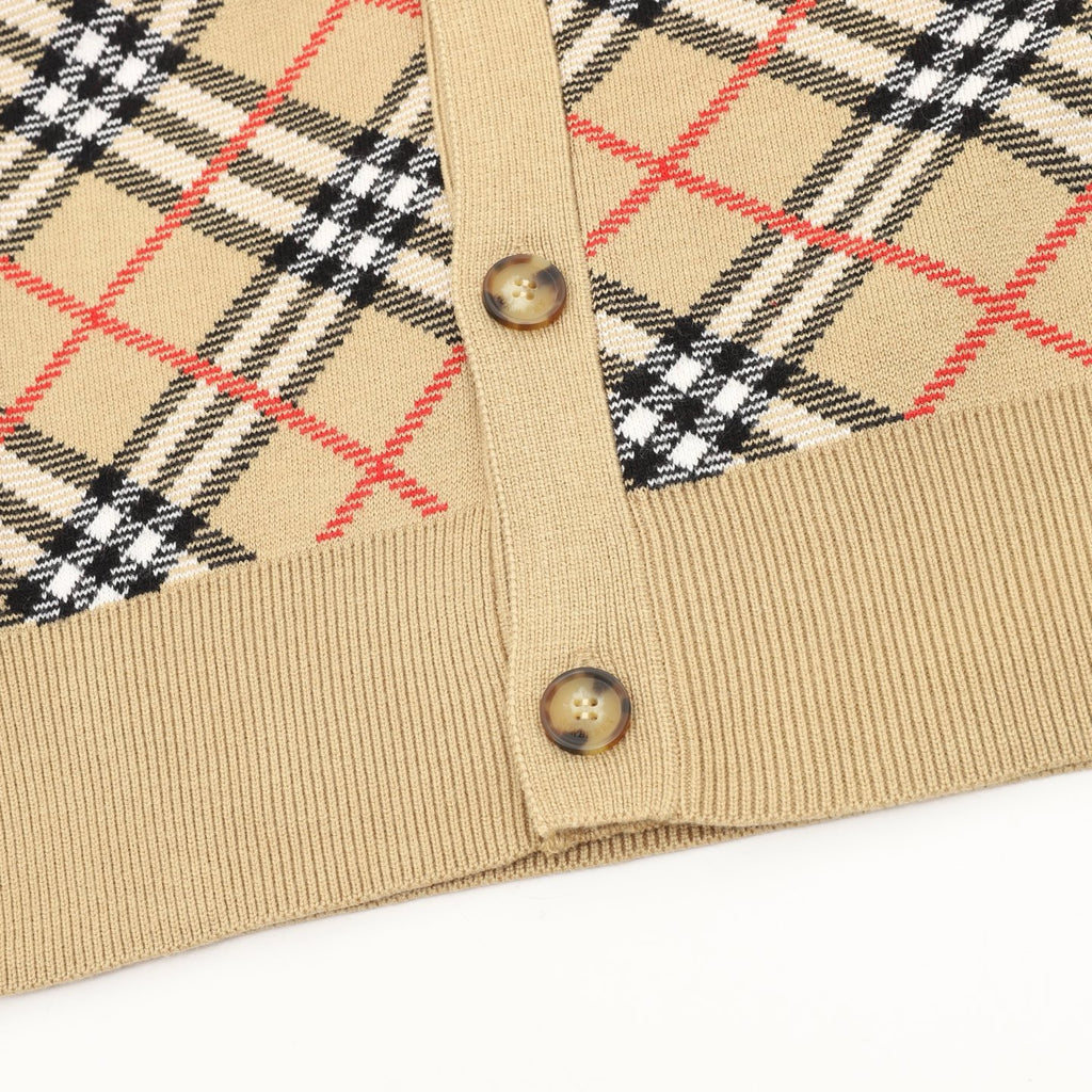 Burberry Diamond-Pattern Knit Cardigan