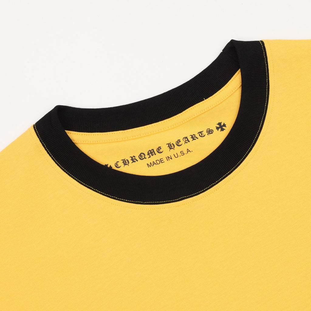 Chrome Hearts Men's Yellow Small Logo Print Ringer T-Shirt