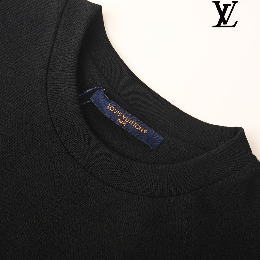 Louis Vuitton Men's Black Stitched Monogram T-Shirt