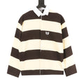 Balenciaga BB Wheat Ear Embroidered Striped Polo Sweatshirt | Brown & Cream Colorblock