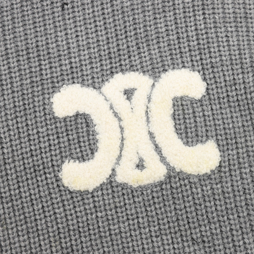 Celine Arc de Triomphe Chenille Logo Chunky Knit Hoodie