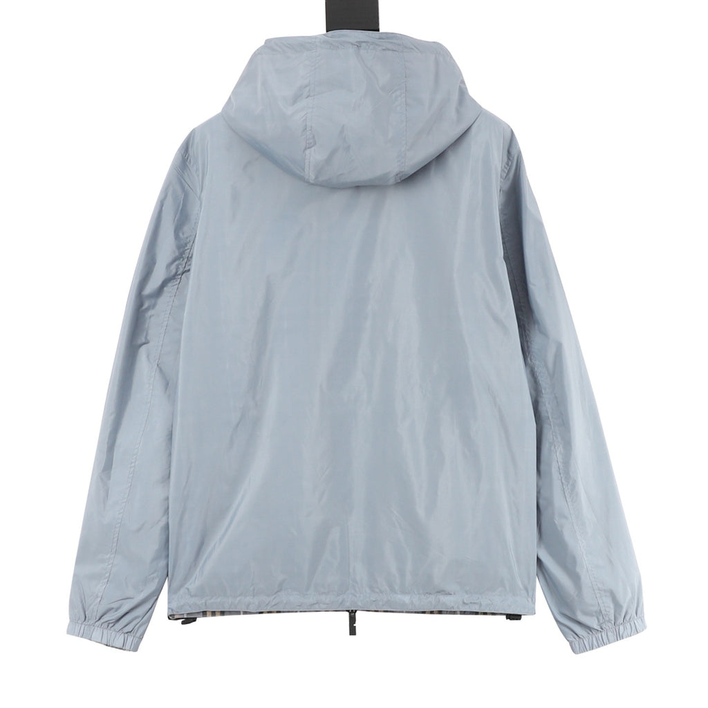 Burberry Grey-Green Check Reversible Hooded Jacket