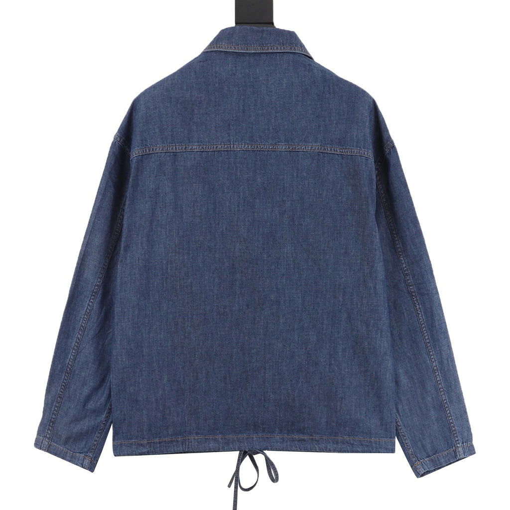 Loewe Anagram Embroidered Pocket Zip-Up Denim Jacket