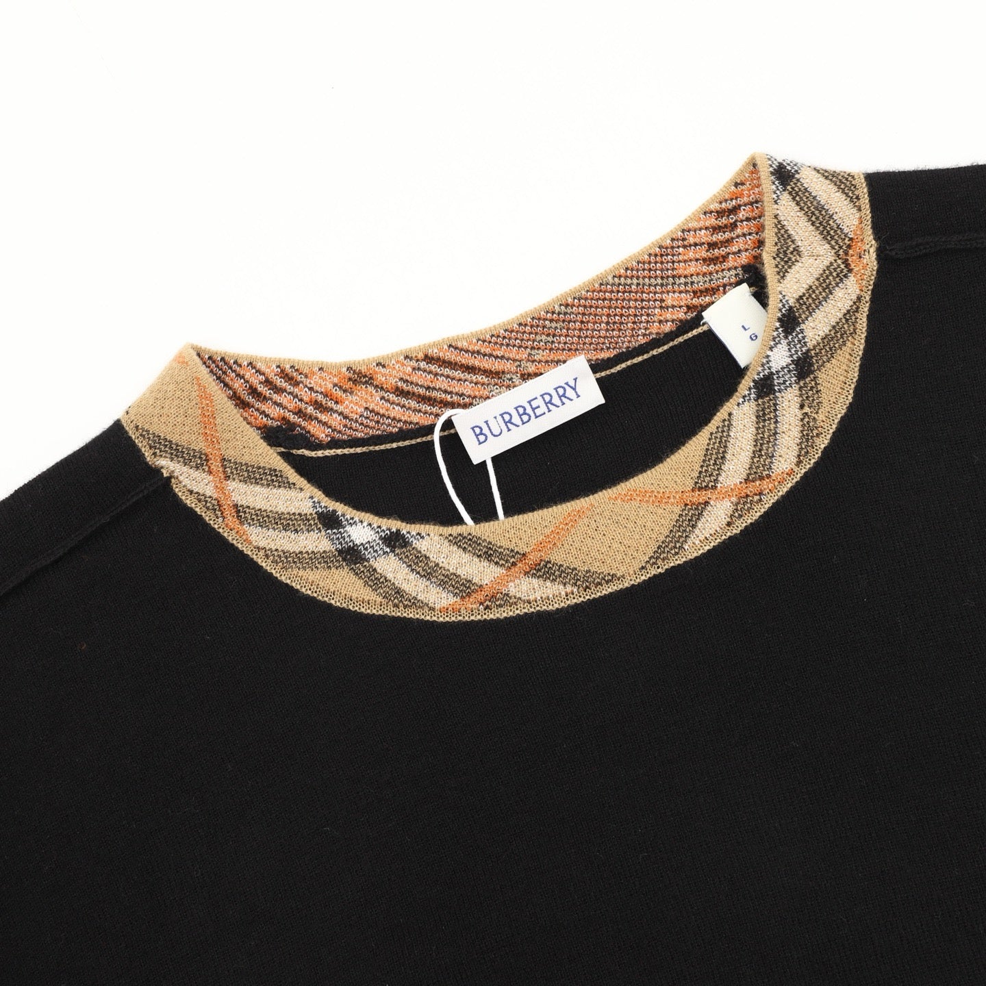 Burberry Check-Collar Knitted Wool Sweater