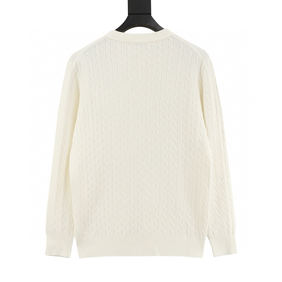 Loewe 25FW Anagram Logo Embroidered Cable Knit Crew Neck Sweater