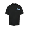Marni Short-Sleeve T-Shirt in Black with Light Blue Signature Embroidery
