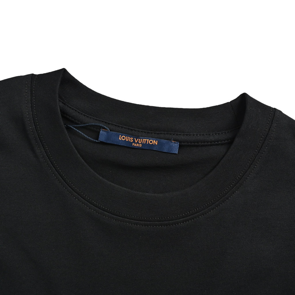 Louis Vuitton Large Embossed LV Back Logo Short-Sleeve T-Shirt in Black