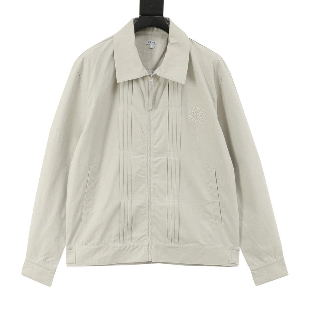 LOEWE Women's & Men's Light Beige Anagram Logo Collared Zip-Up Jacket