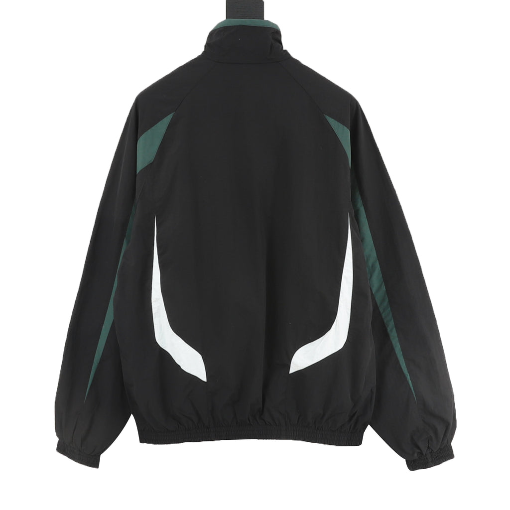 Balenciaga BLCG Sport Logo Track Jacket — Black, Geometric Panel | FW24