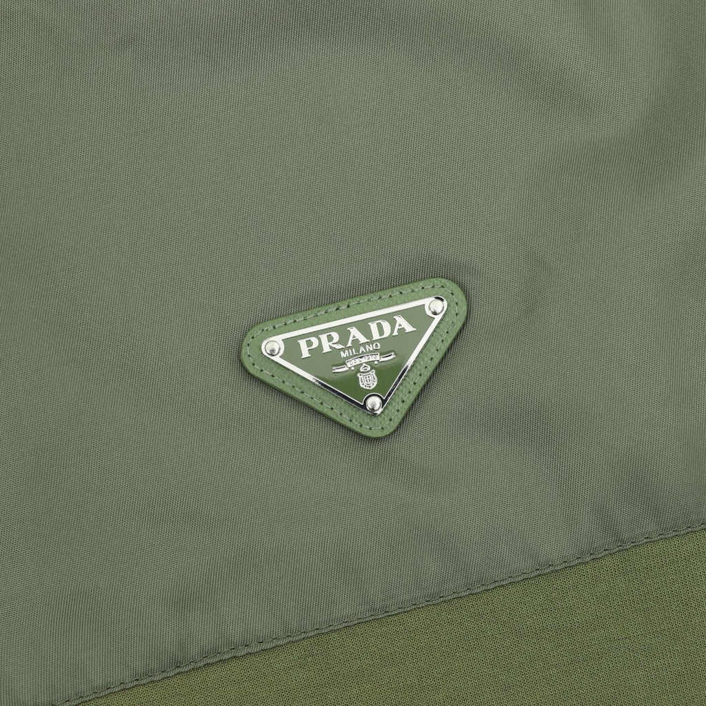 Prada Triangle Logo Nylon-Panelled Half-Zip Sweatshirt