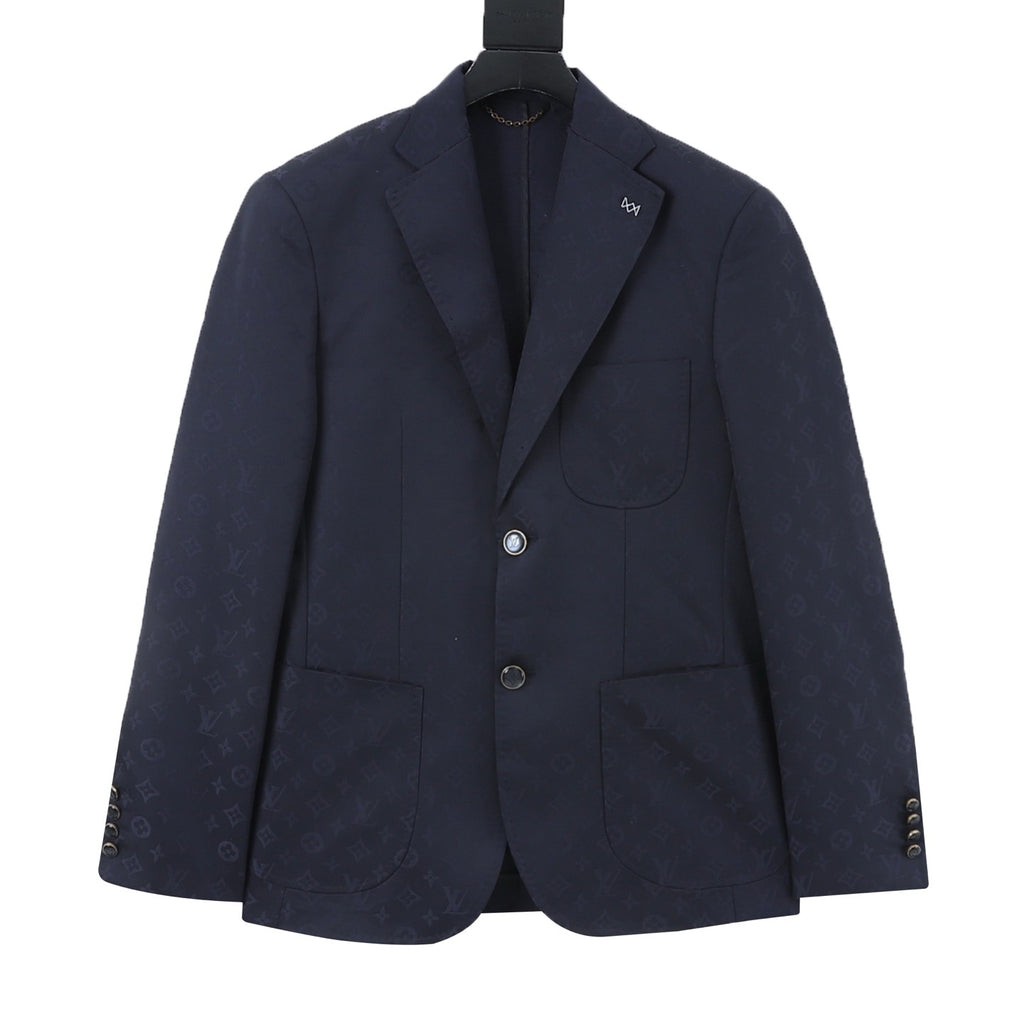Louis Vuitton Women's Men's Navy Blue Monogram Single-Breasted Blazer