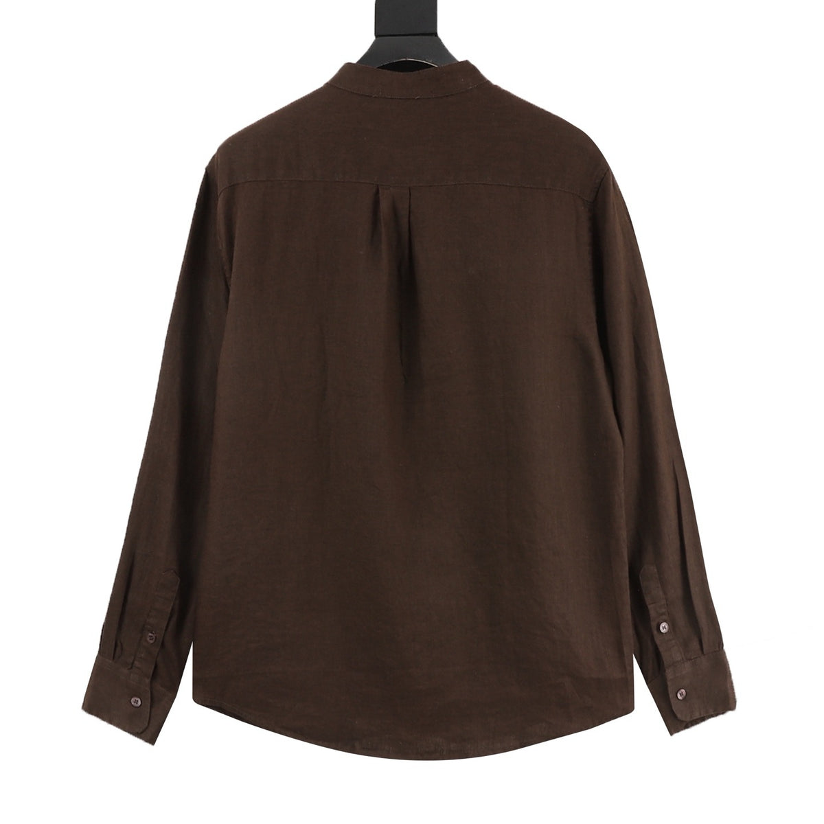 Loro Piana Women's Men's Brown Mandarin-Collar Linen Shirt