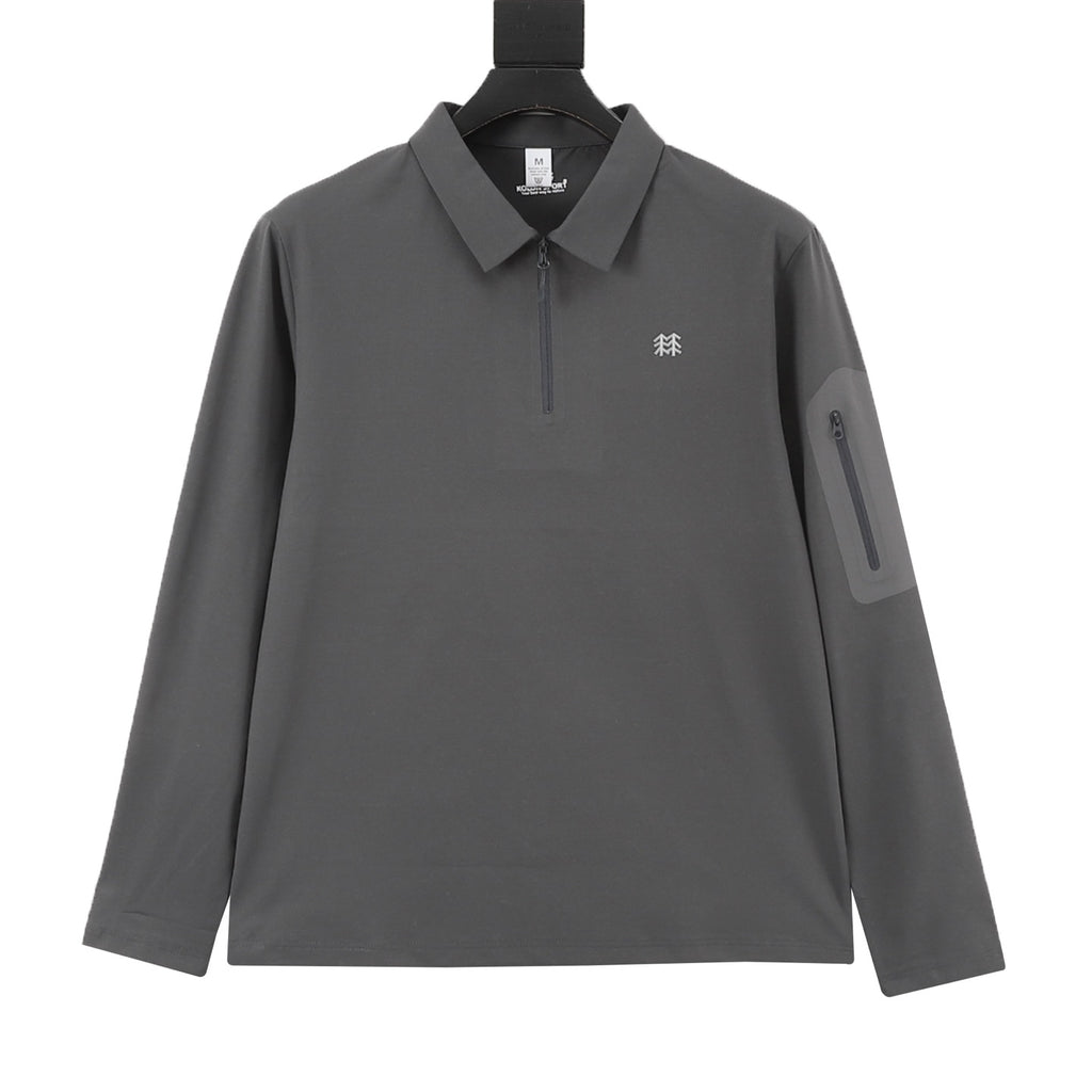 KOLON SPORT Women's & Men's Dark Grey Long-Sleeve Half-Zip Polo