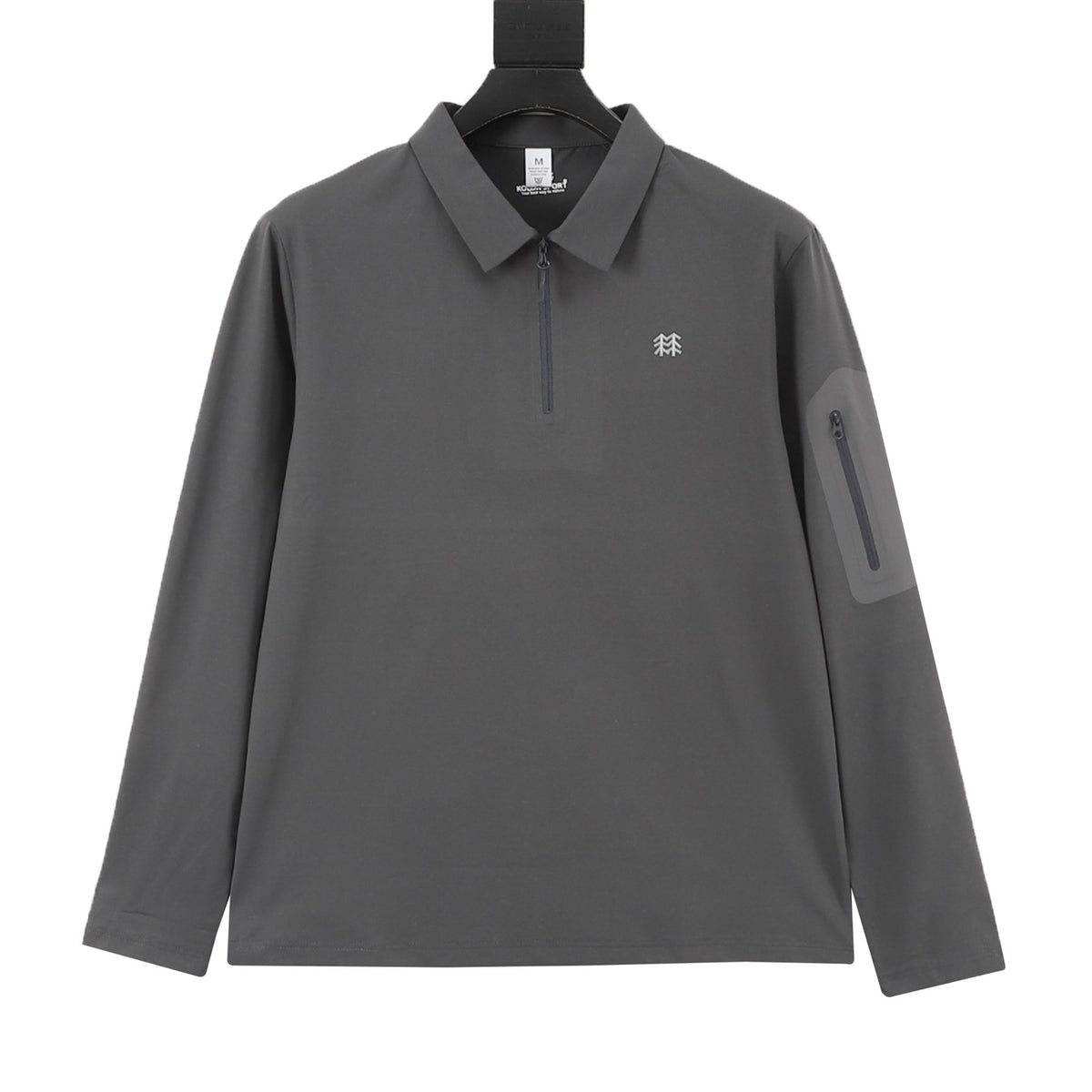 KOLON SPORT Women's & Men's Dark Grey Long-Sleeve Half-Zip Polo