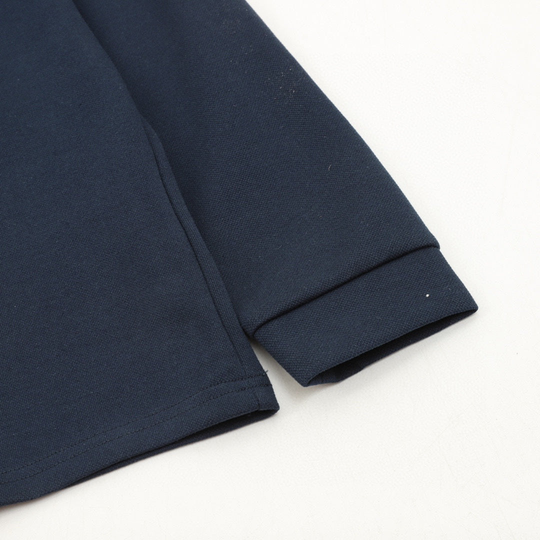 CH Long-Sleeve Polo Shirt with Cross Embroidery and Contrasting Collar