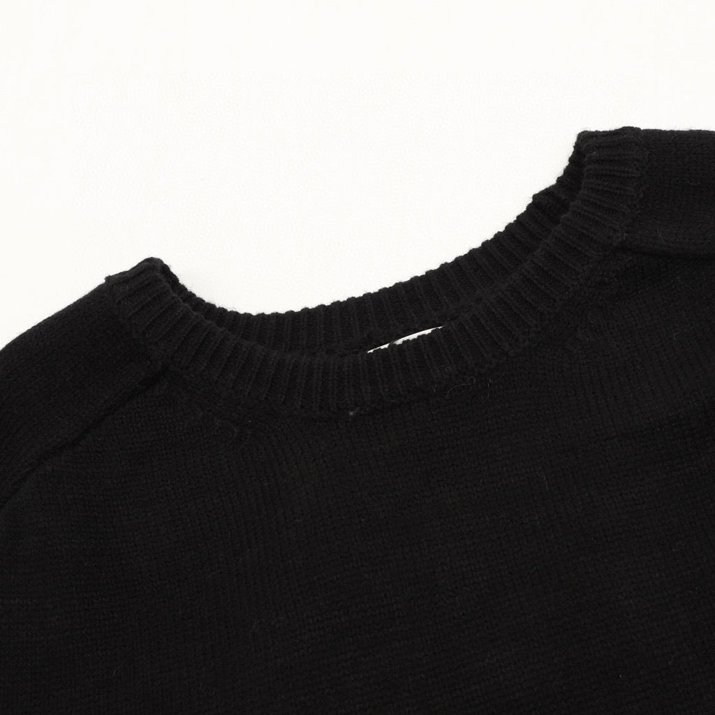 Celine Paris Back Chenille Appliqué Crew Neck Knit Sweater