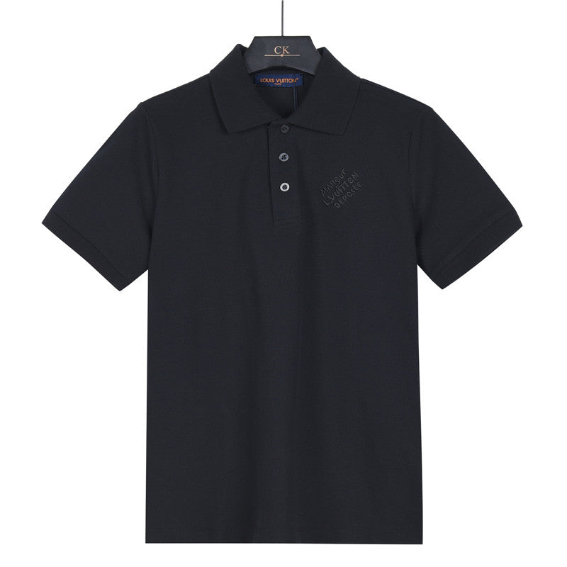 Louis Vuitton Embossed Logo Short-Sleeve Polo Shirt in Black