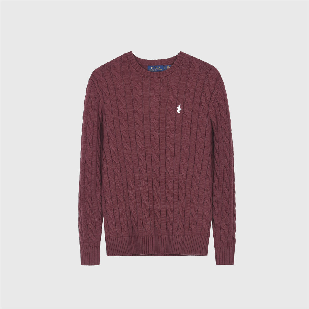 Polo Ralph Lauren Women's Men's Burgundy Cable Knit Crewneck Sweater
