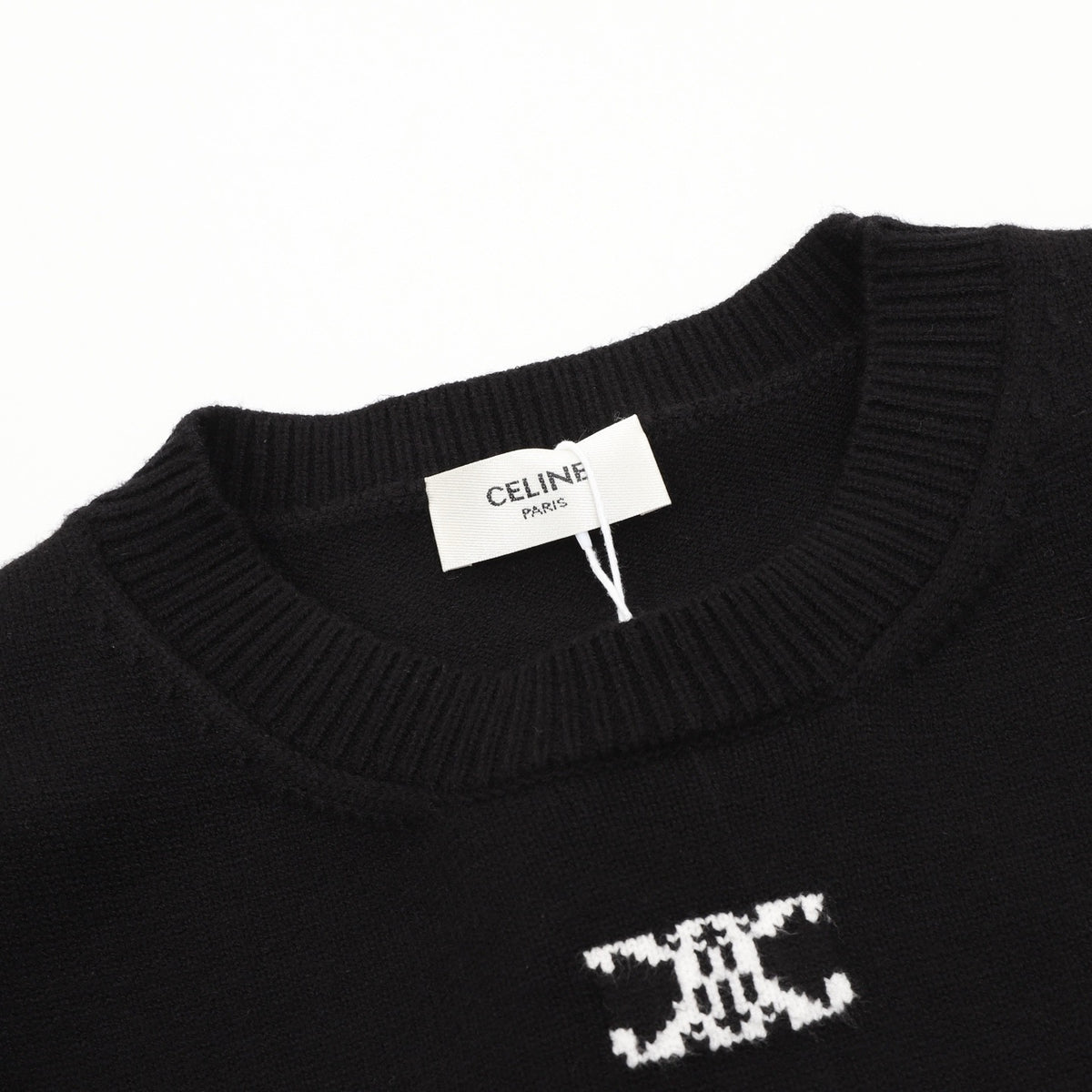 Celine Women's Men's Black Triomphe Logo Crewneck Sweater