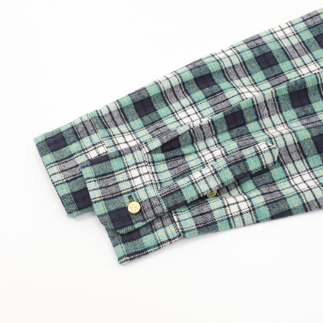 Celine Green Check Flannel Snap-Button Shirt