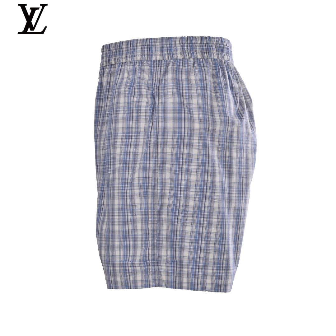 Acne Studios Blue Plaid Elastic Waist Shorts