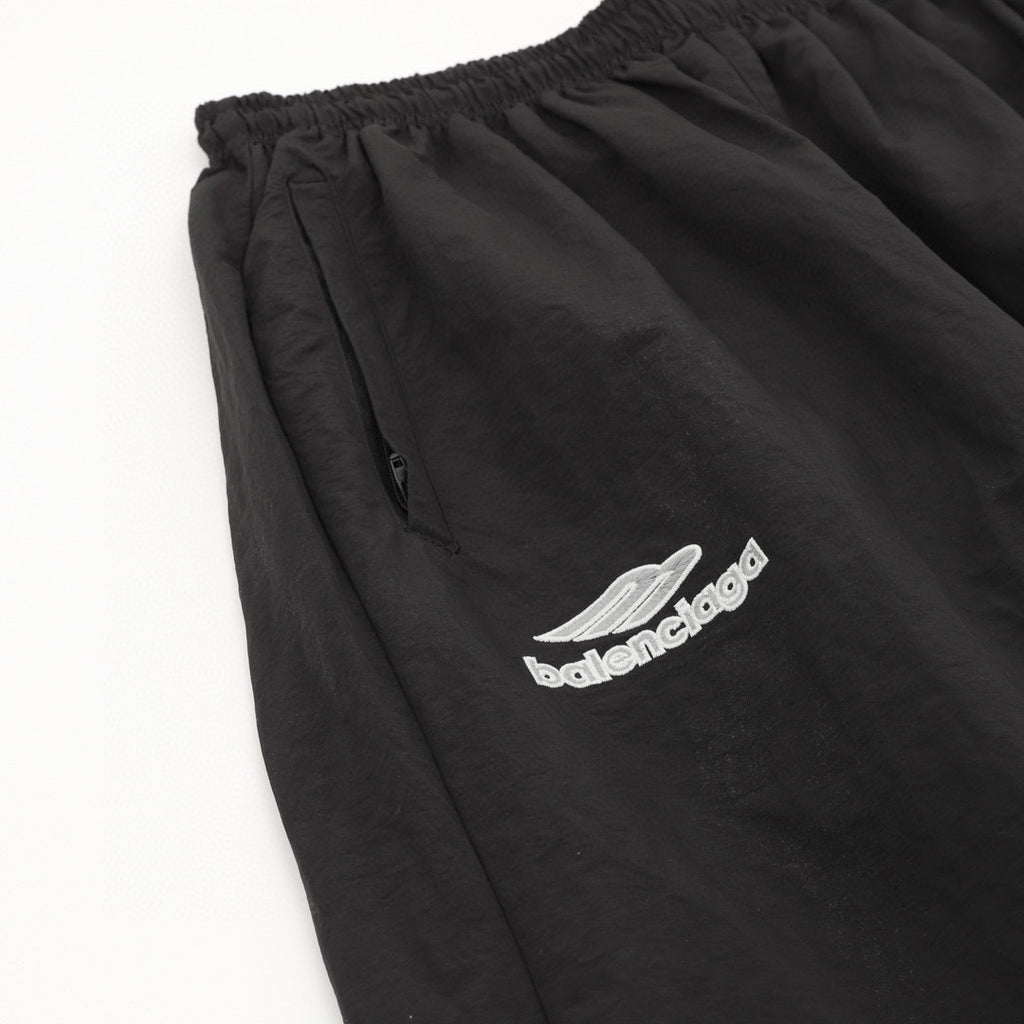 Balenciaga 26SS Sport Logo & Crest Embroidered Wide-Leg Track Pants