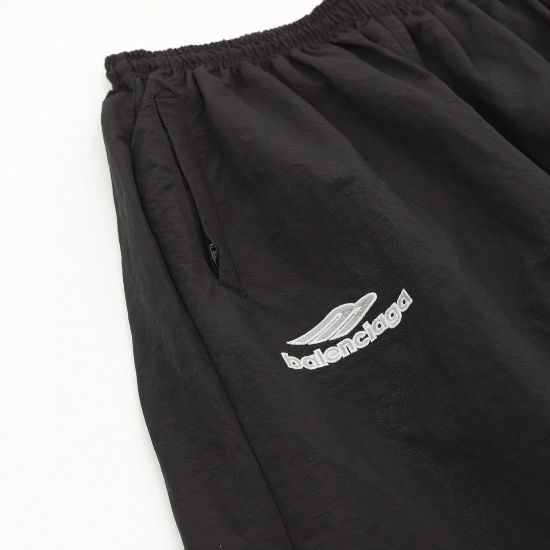 Balenciaga 26SS Sport Logo & Crest Embroidered Wide-Leg Track Pants