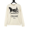 CELINE Women's & Men's Cream Horse Carriage Logo Crewneck Sweater